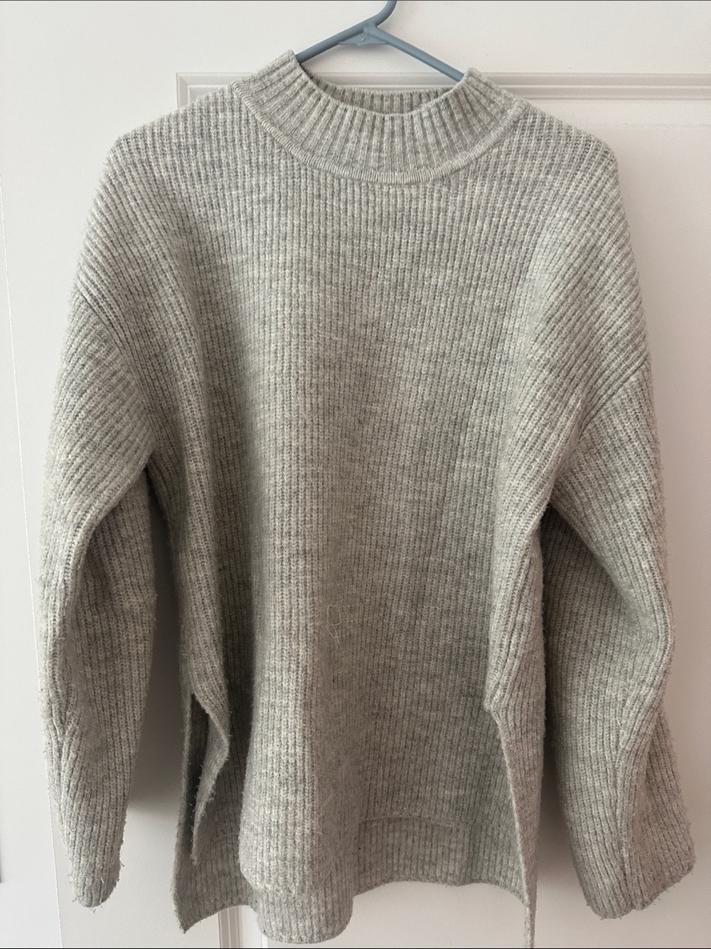 Carbon38 Ribbed Mock Neck Sweater in Light Gray